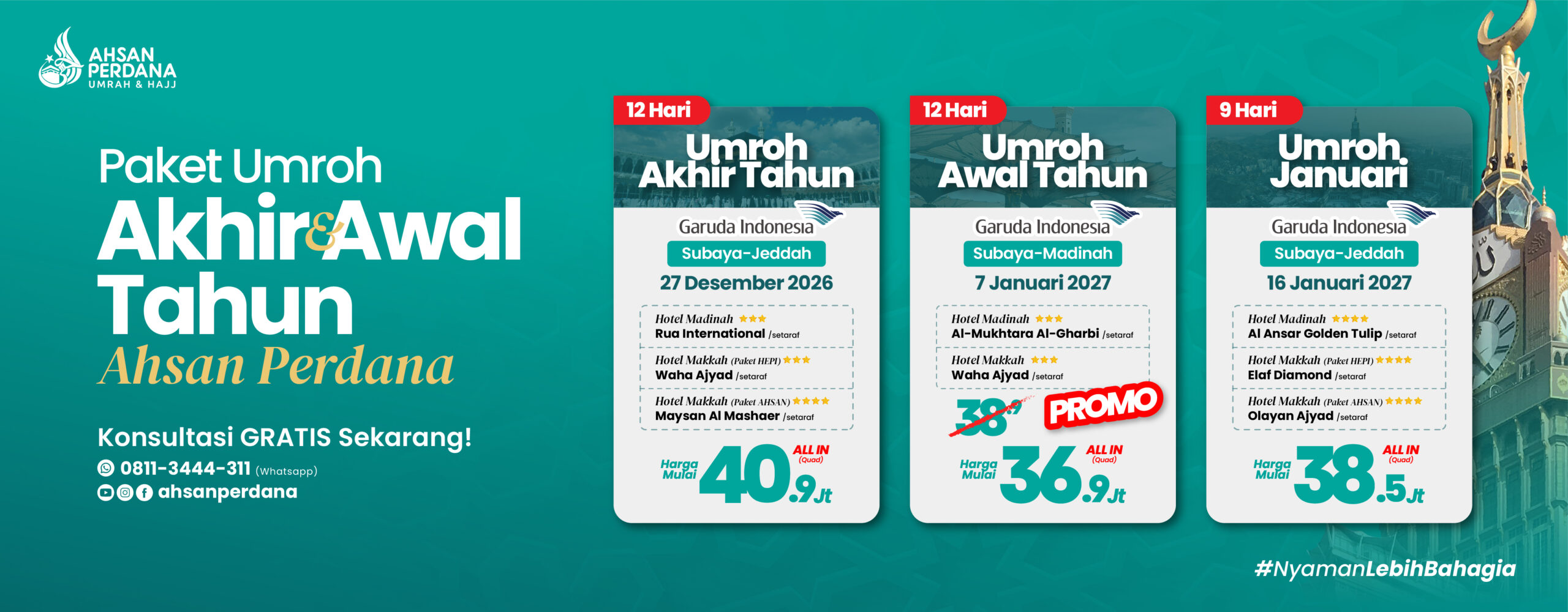 Paket Umroh Desember 2026 dan Januari 2027 dari Surabaya Ahsan Perdana